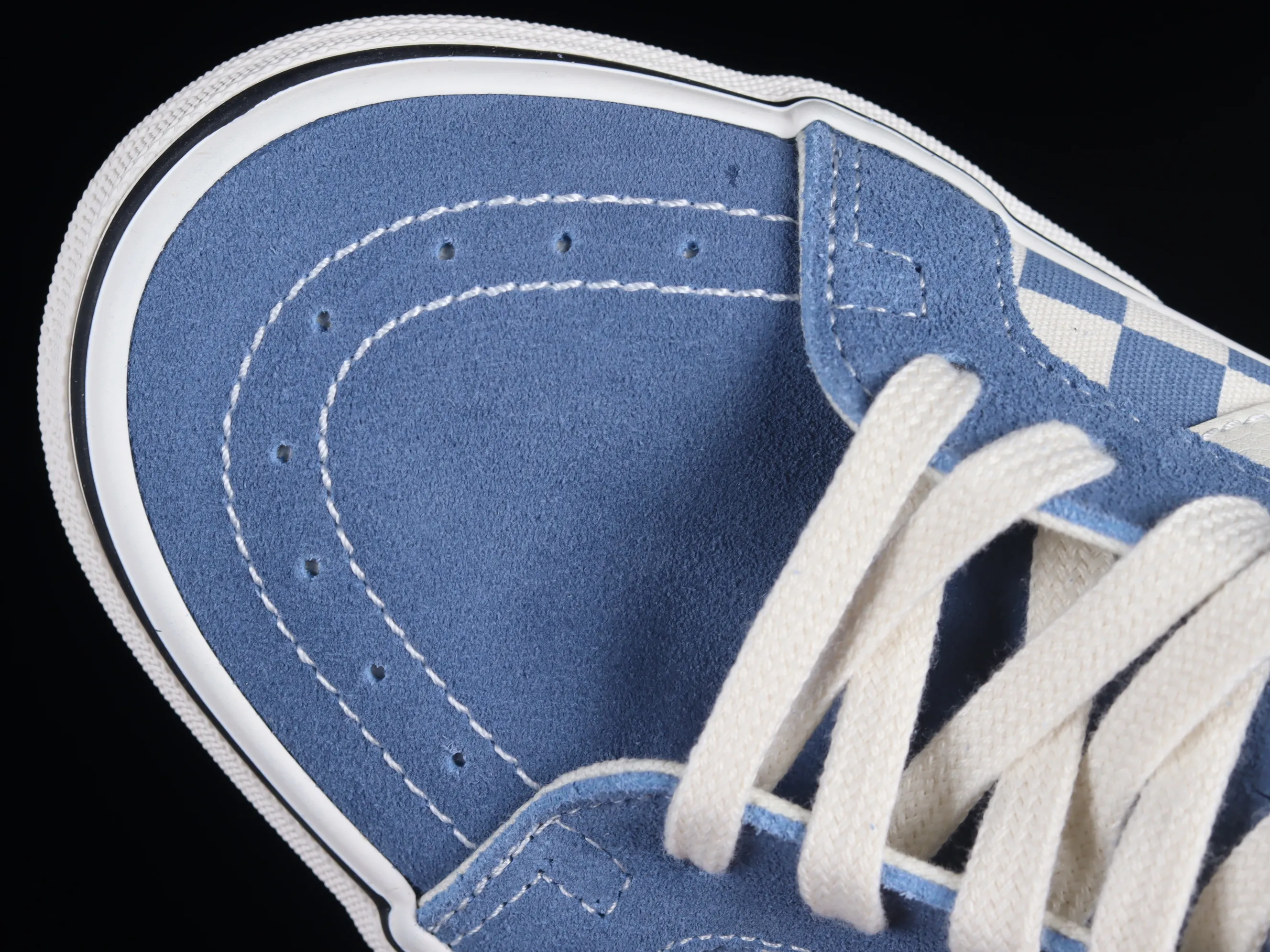 All categories Vans Vans series Vans Mid Vans Sk8-Mid Vans official haze blue checkerboard retro mid-top canvas vulcanized skateboard shoes VN0A391FOQN